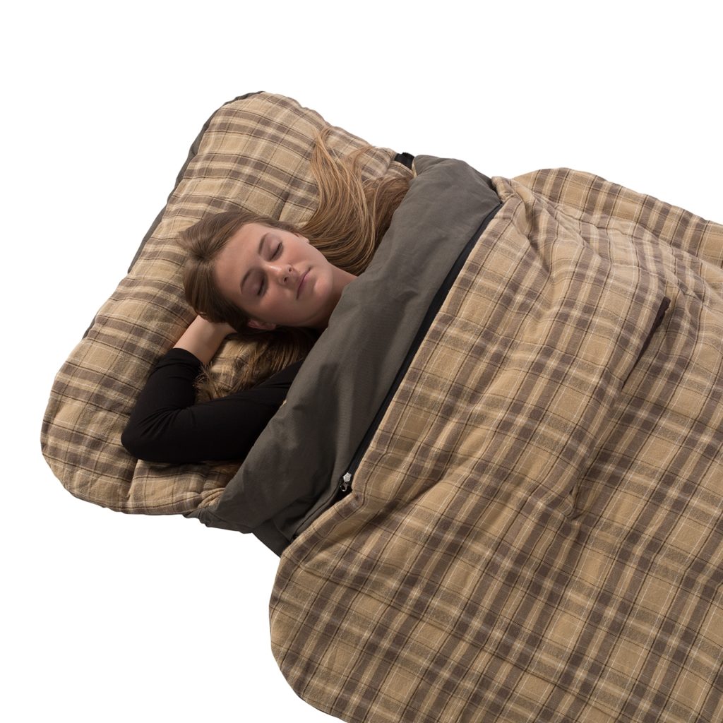 Kodiak Canvas Z-Top Sleeping bag with the Z Top in the folded down position.